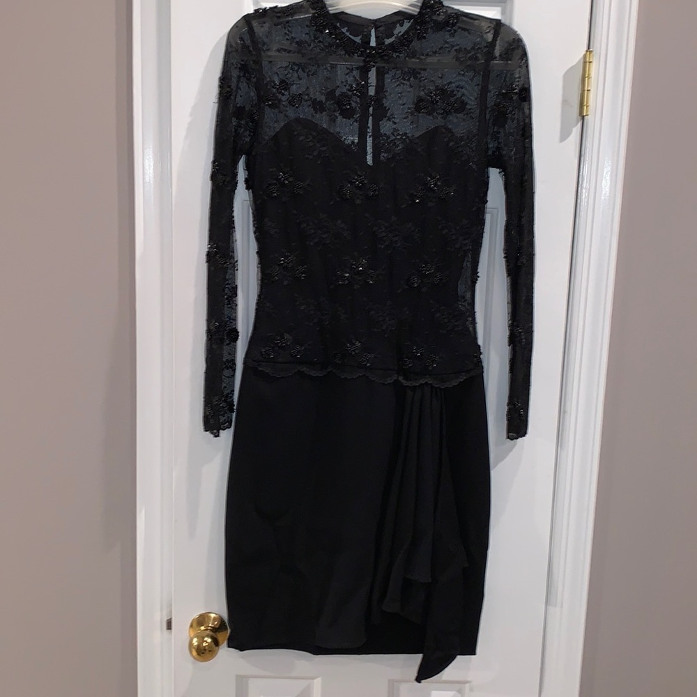 NWT Lillie Rubin Black Vintage Evening Sequin Dress Size 4